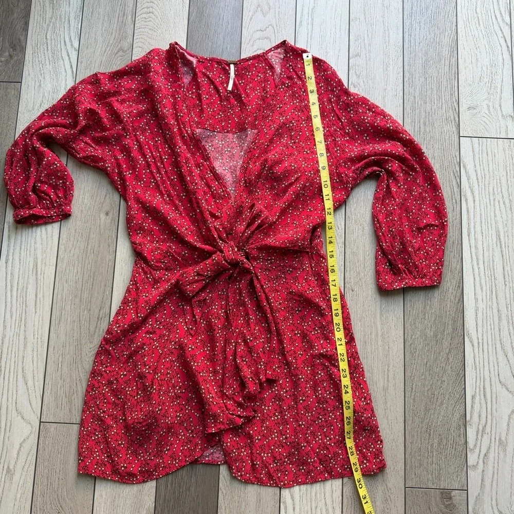 Free People Clara Floral Wrap red Dress - Women size M